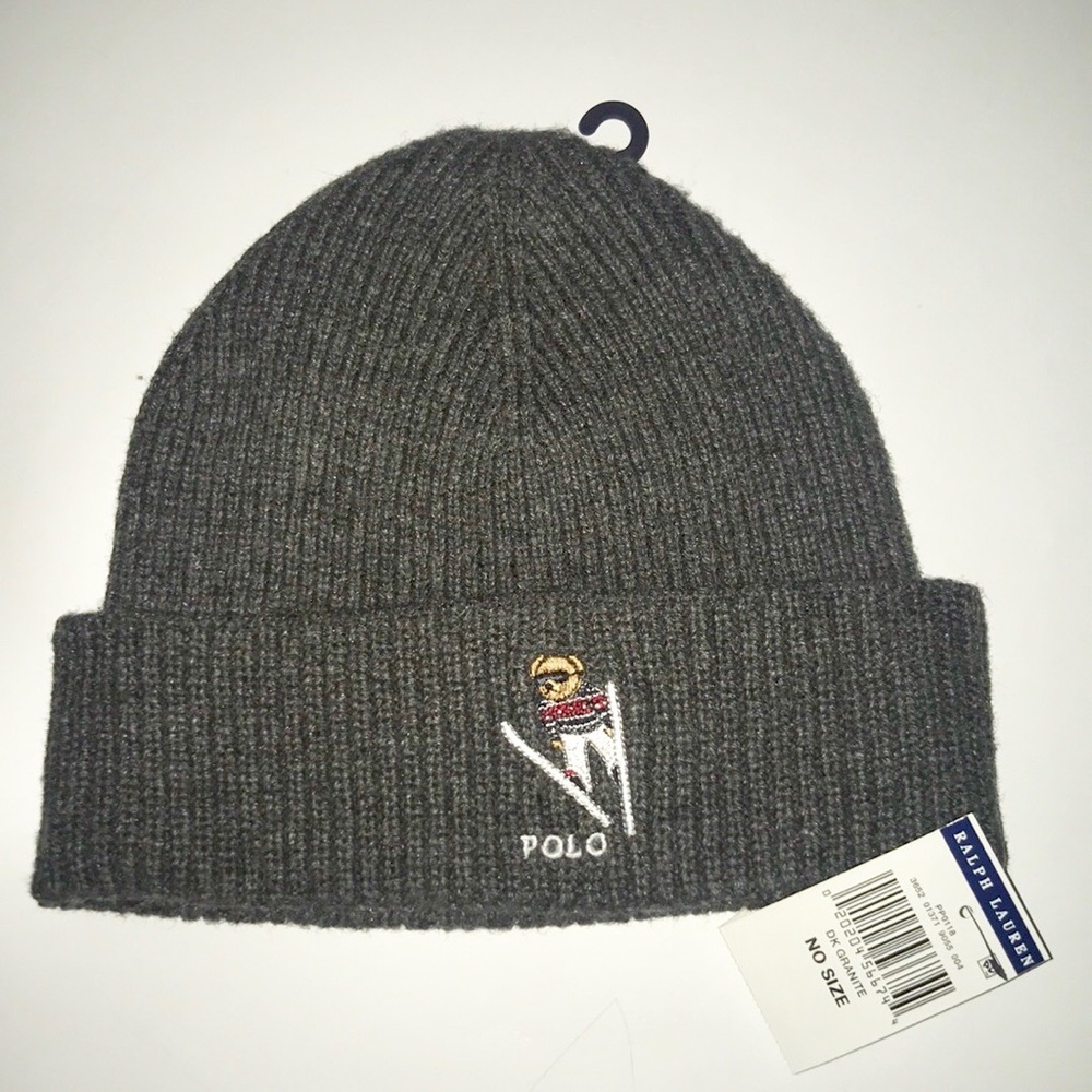 NWT POLO RALPH LAUREN BEAR LOGO WOOL/ BEANIE HAT